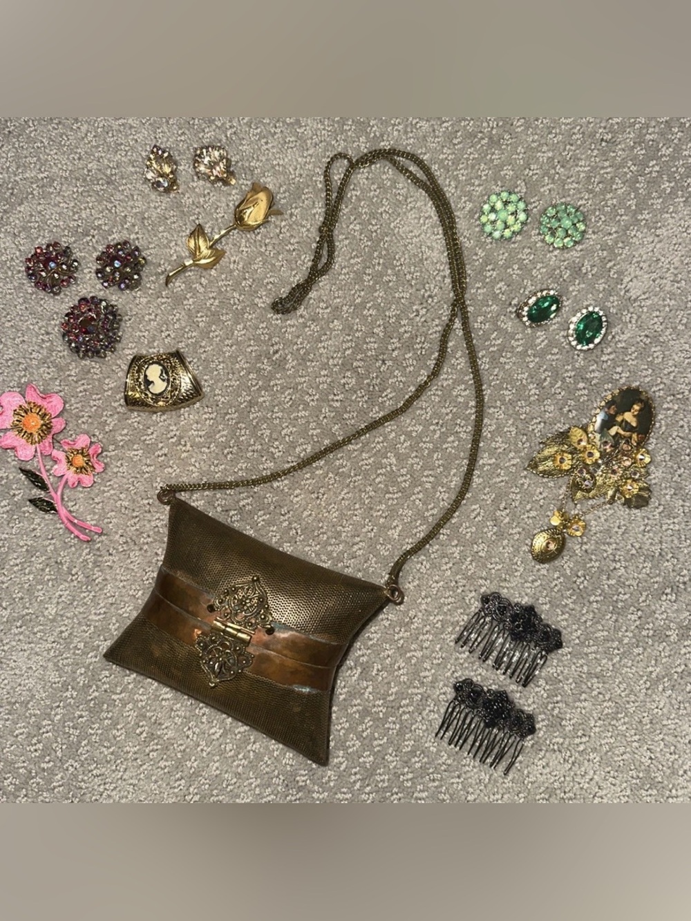 EUC! Vintage Brass Bag & Accessories 11pc Bundle